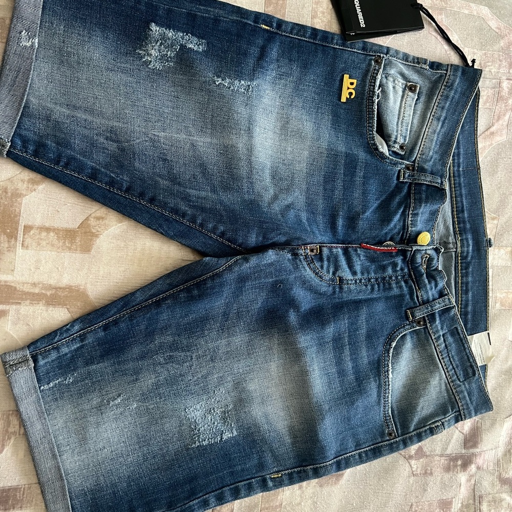 DSQUARED2 Distressed Blue Denim Shorts